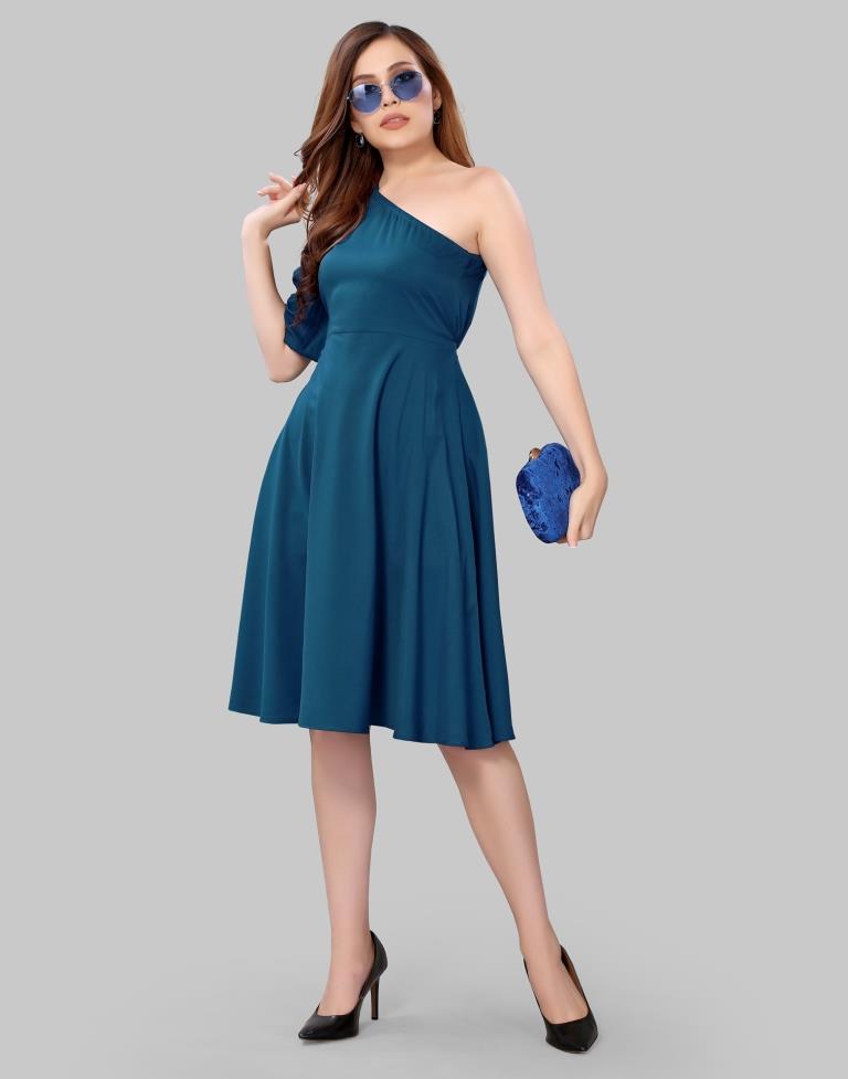 Teal One shoulder Dress | Sudathi