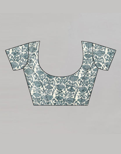 Teal Silk Printed Saree | Sudathi