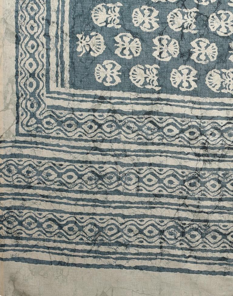 Teal Silk Printed Saree | Sudathi