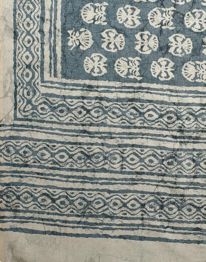 Teal Silk Printed Saree | Sudathi