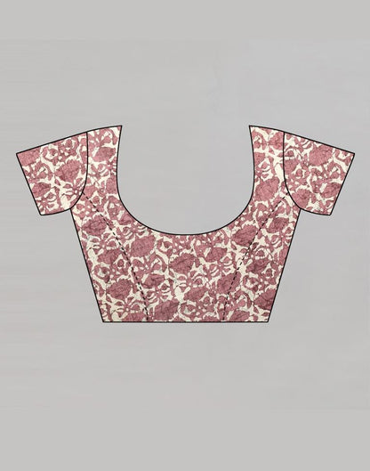 Rose Wood Silk Printed Saree | Sudathi