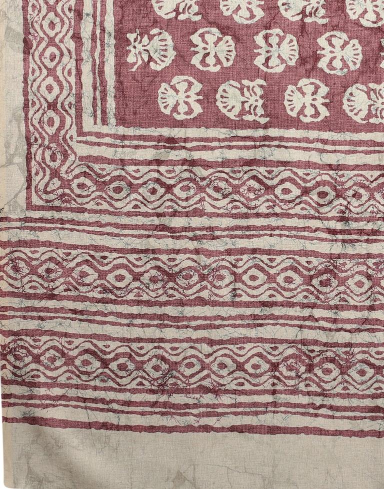 Rose Wood Silk Printed Saree | Sudathi