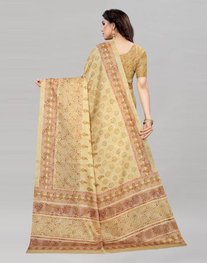 Yellow Silk Printed Saree | Sudathi