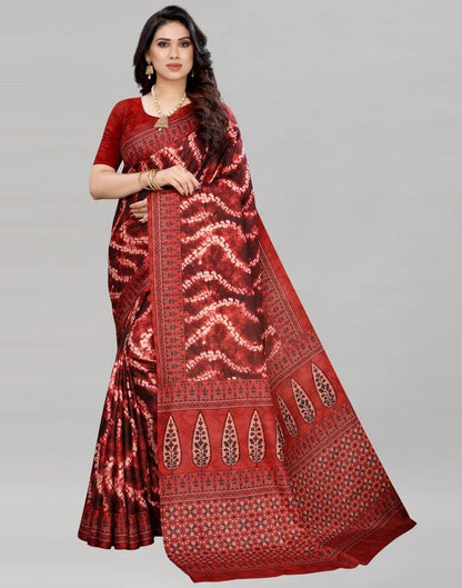 Maroon Silk Printed Saree | Sudathi