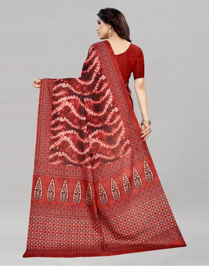 Maroon Silk Printed Saree | Sudathi