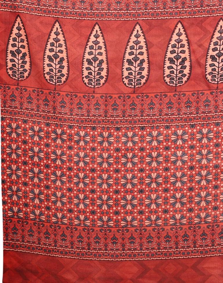 Maroon Silk Printed Saree | Sudathi