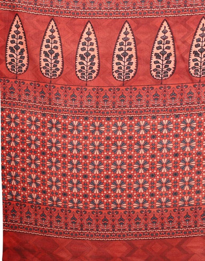 Maroon Silk Printed Saree | Sudathi