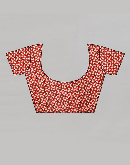 Red Silk Printed Saree | Sudathi