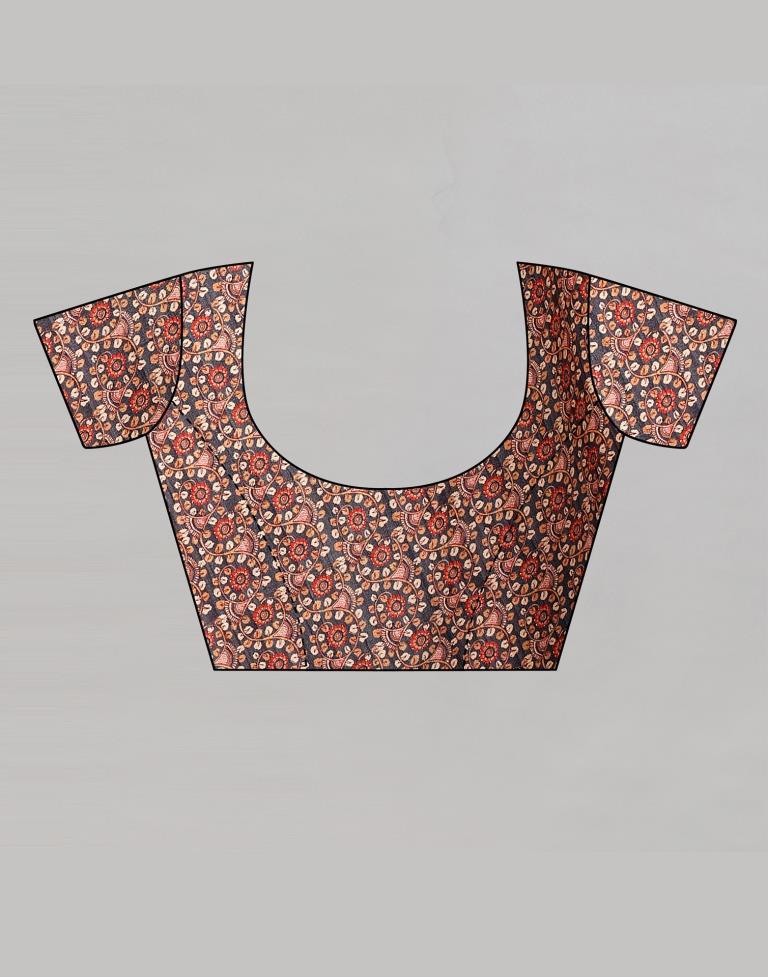 Rust Red Silk Printed Saree | Sudathi