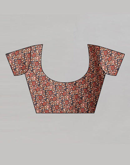 Rust Red Silk Printed Saree | Sudathi