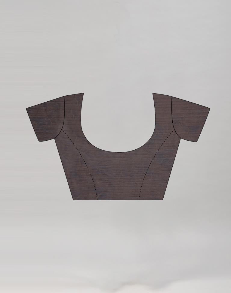 Coffee Brown Chinon Printed Saree | Sudathi