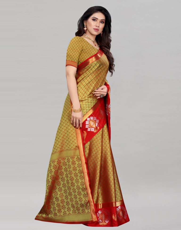 Deful Olive Green Silk Saree | Sudathi