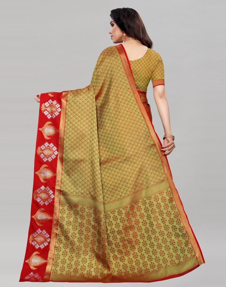 Deful Olive Green Silk Saree | Sudathi