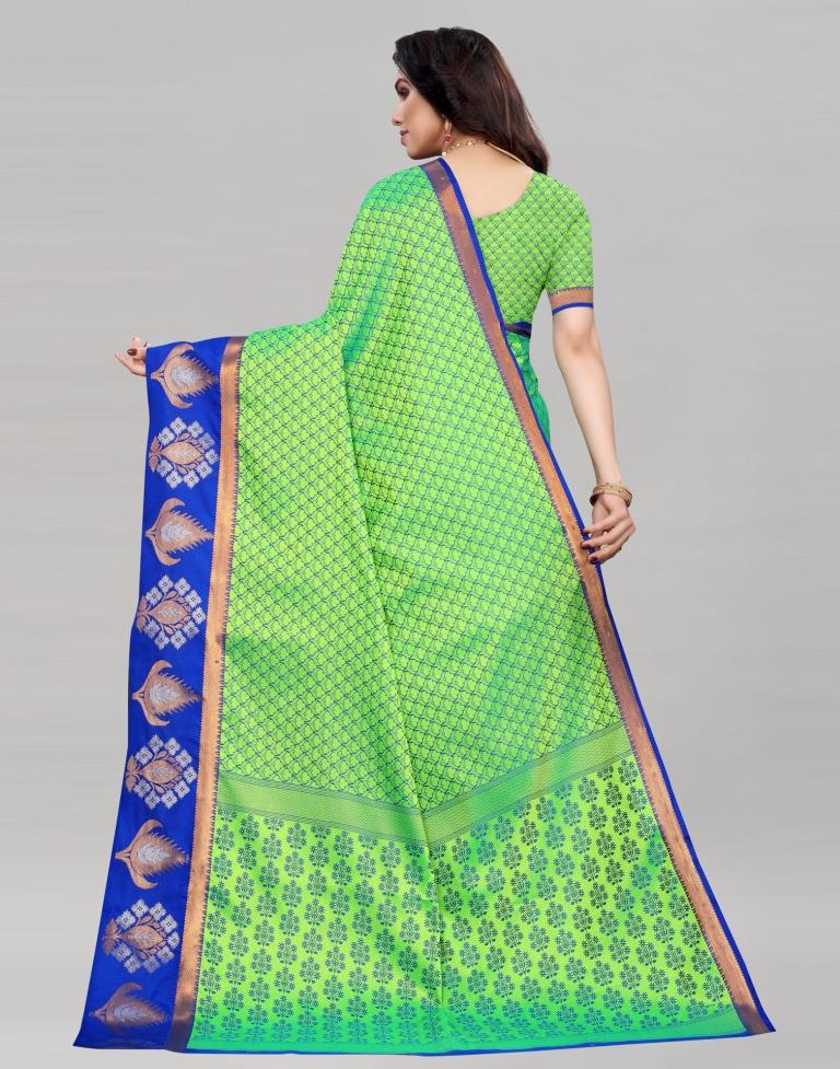 Dazzling Parrot Green Silk Saree | Sudathi