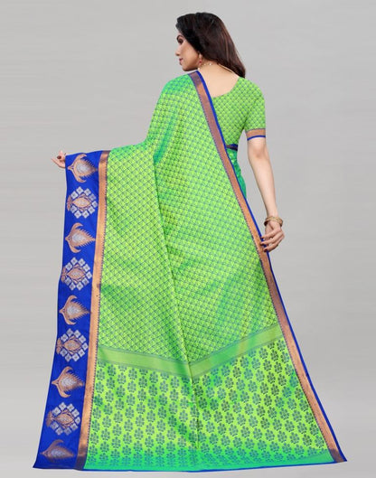 Dazzling Parrot Green Silk Saree | Sudathi