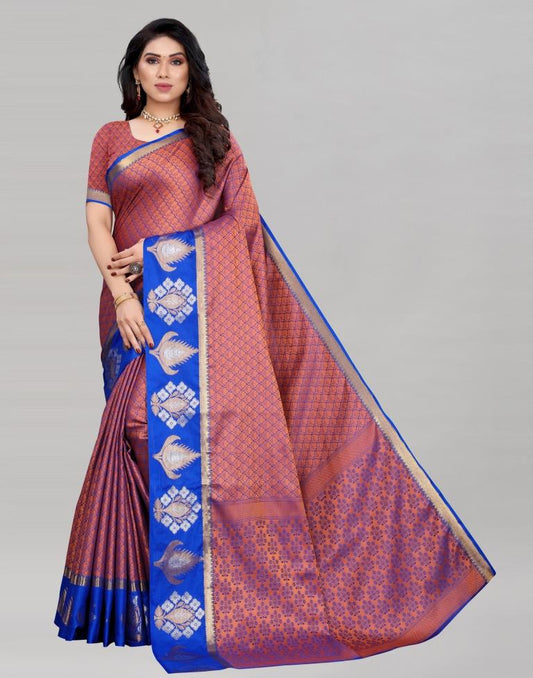 Awesome Bluish Peach Silk Saree | Sudathi