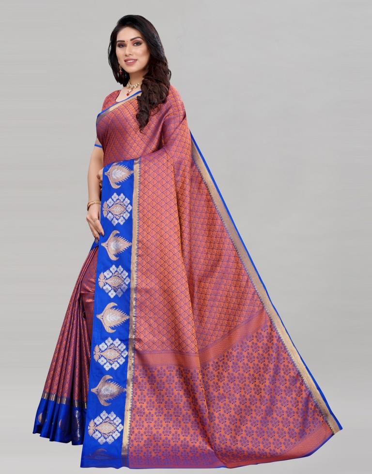 Awesome Bluish Peach Silk Saree | Sudathi