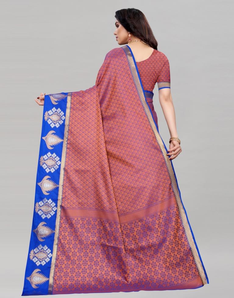 Awesome Bluish Peach Silk Saree | Sudathi