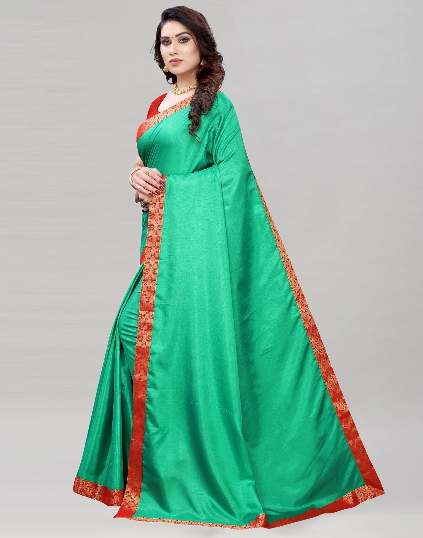 Persian Green Silk Plain Saree | Sudathi