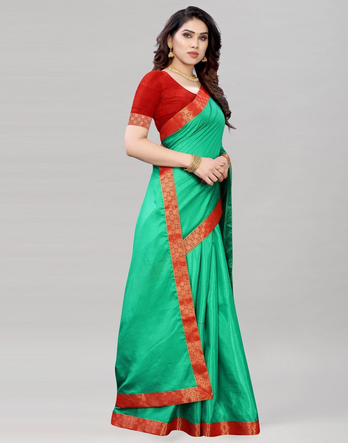 Persian Green Silk Plain Saree | Sudathi