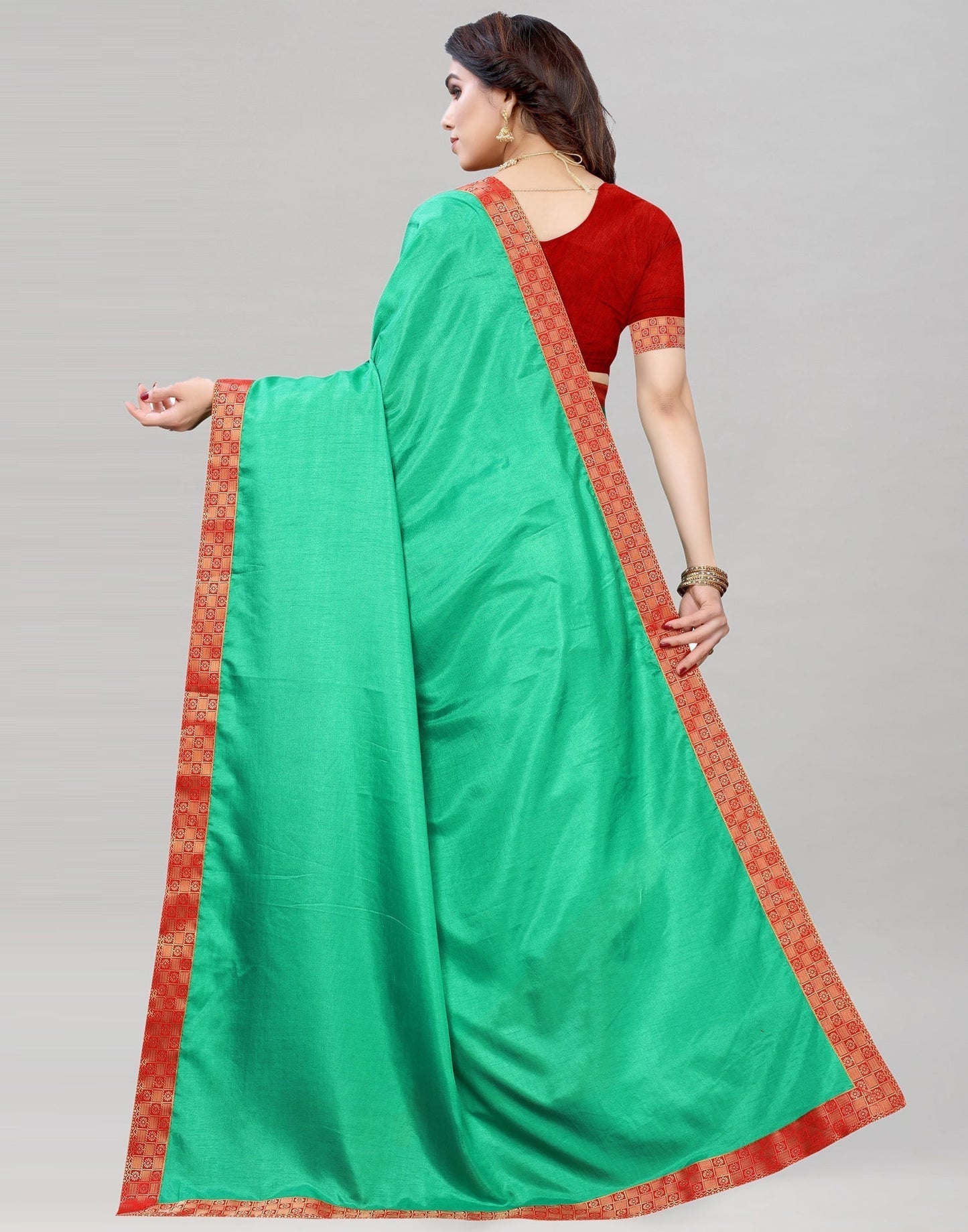 Persian Green Silk Plain Saree | Sudathi