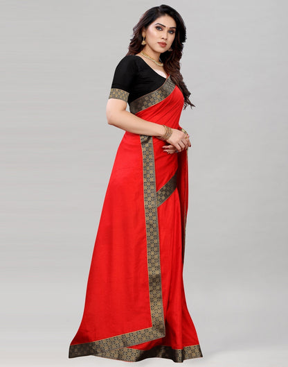 Red Silk Plain Saree | Sudathi