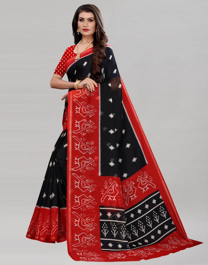 Black Cotton Patola Printed Saree | Sudathi