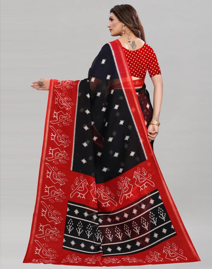 Black Cotton Patola Printed Saree | Sudathi