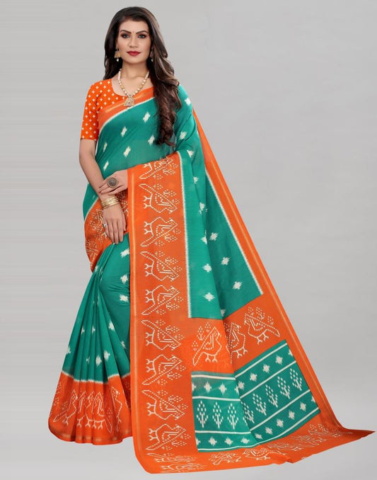 Rama Cotton Patola Printed Saree | Sudathi