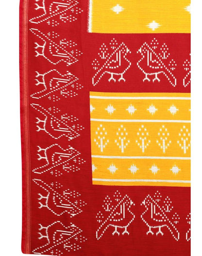 Yellow Cotton Patola Printed Saree | Sudathi