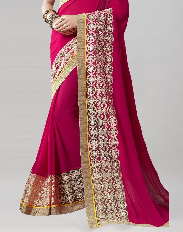 Hot Pink Embroidery Saree | Sudathi