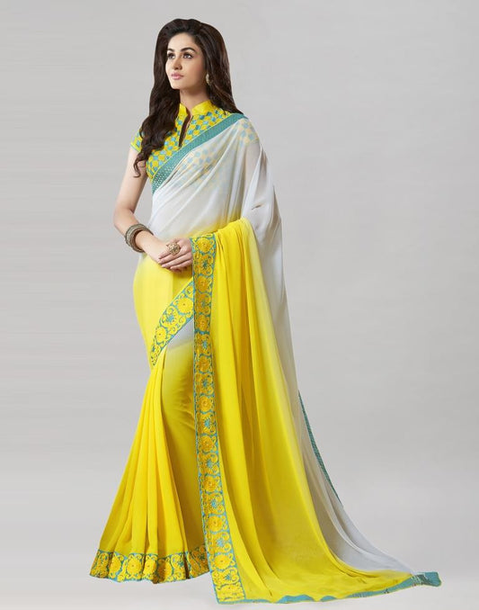 Yellow Embroidery Saree | Sudathi