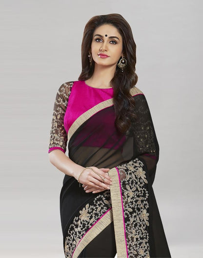 Black Embroidery Saree | Sudathi