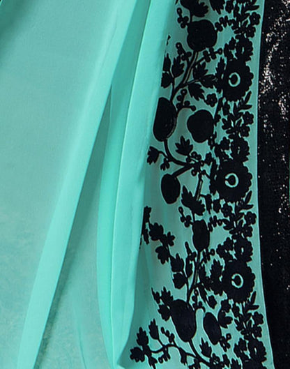 Aqua Blue Embroidery Saree | Sudathi