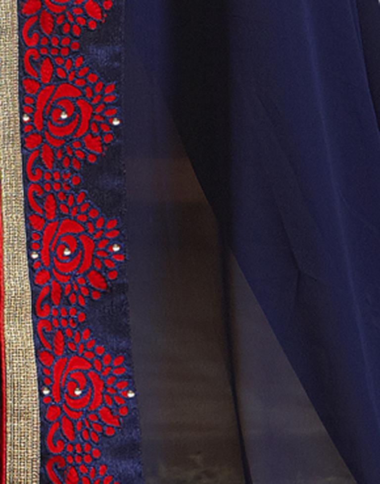 Navy Blue Embroidery Saree | Sudathi