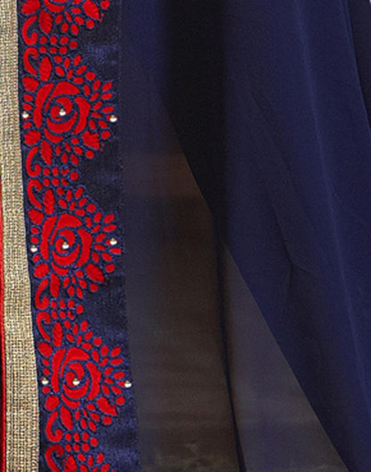 Navy Blue Embroidery Saree | Sudathi