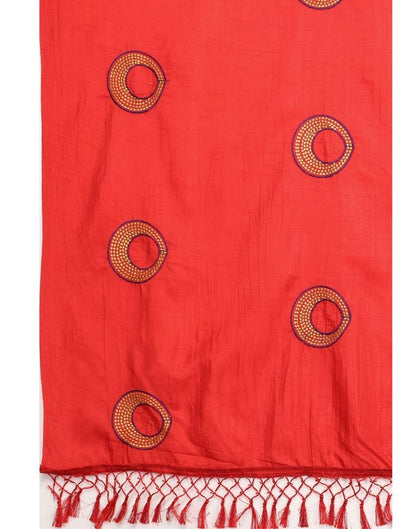 Red Coloured Poly Silk Embroidered Partywear saree | Sudathi