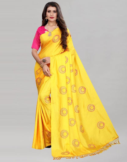 Yellow Coloured Poly Silk Embroidered Partywear saree | Sudathi