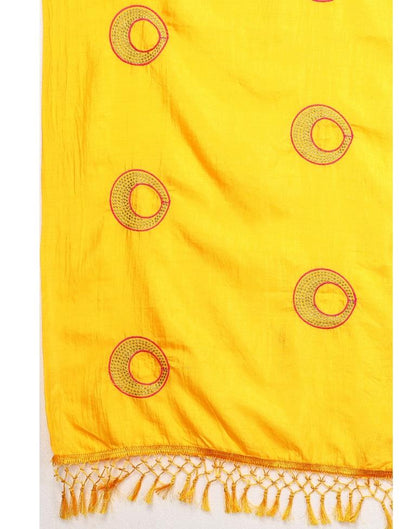 Yellow Coloured Poly Silk Embroidered Partywear saree | Sudathi