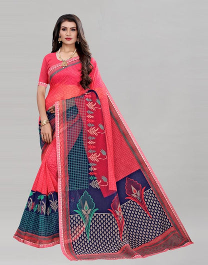 Punch Pink Cotton Saree | Sudathi