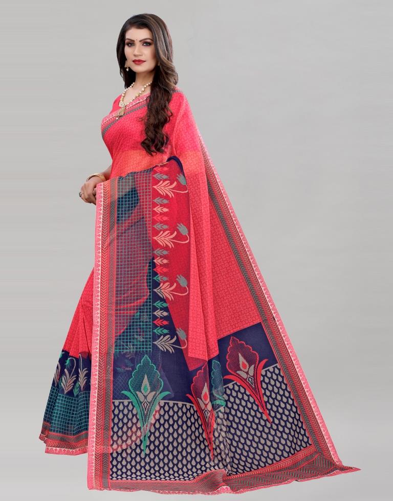 Punch Pink Cotton Saree | Sudathi