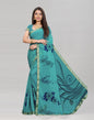 Rama Green Coloured Chiffon Floral Printed Casual saree | Sudathi