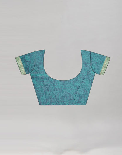 Rama Green Coloured Chiffon Floral Printed Casual saree | Sudathi