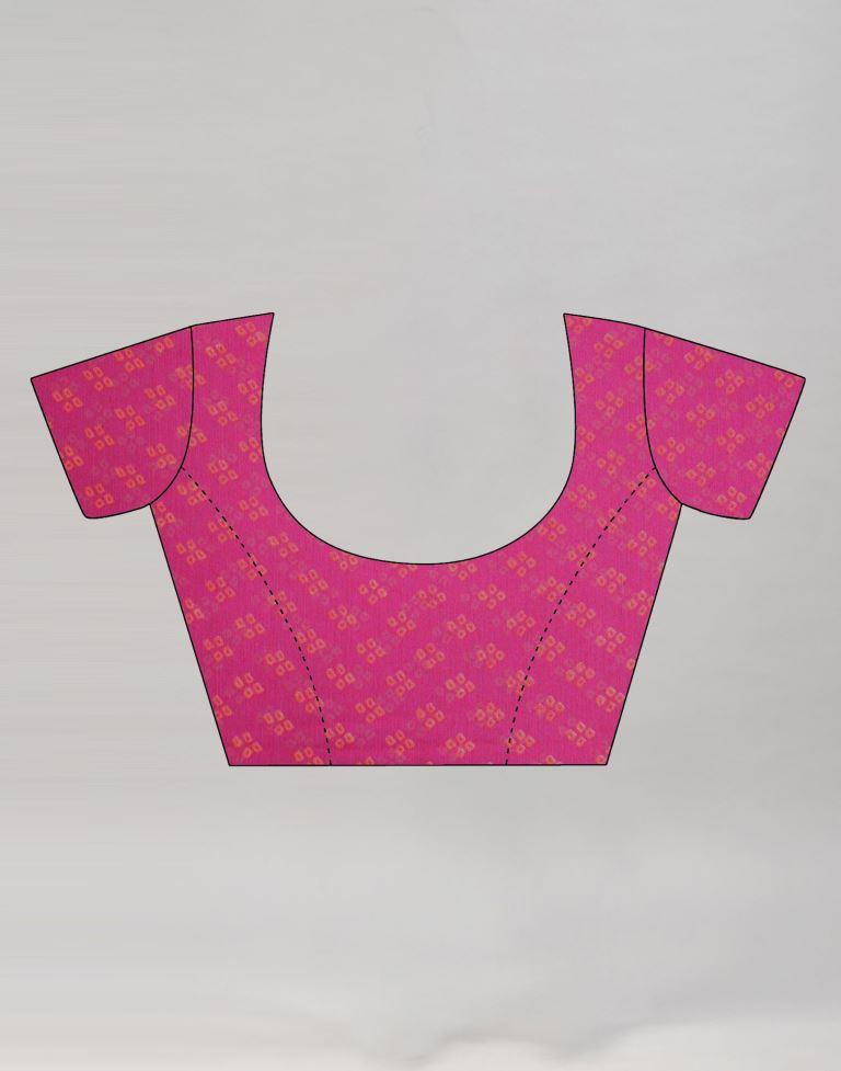 Pink Floral Bandhani Printed Chiffon Saree | Sudathi