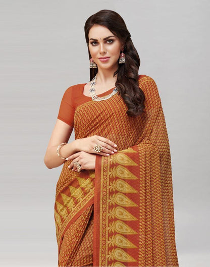 Orange Coloured Georgette Printed Casual saree | Sudathi
