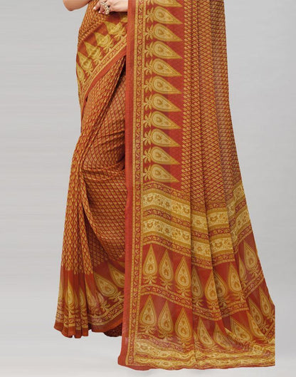 Orange Coloured Georgette Printed Casual saree | Sudathi