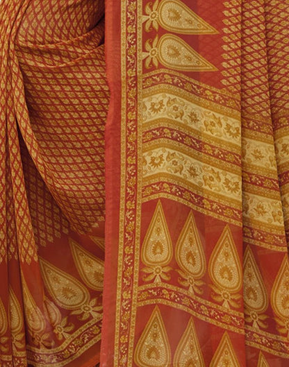 Orange Coloured Georgette Printed Casual saree | Sudathi