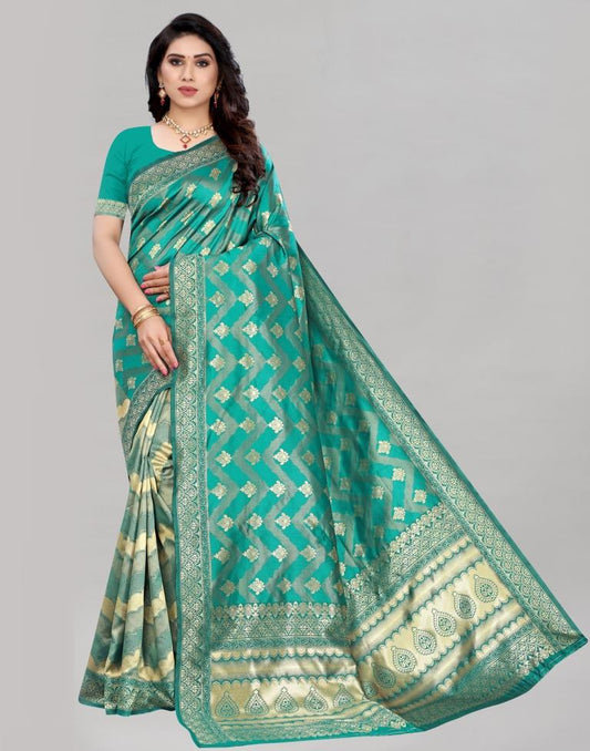 Gleaming Rama Banarasi Saree | Sudathi