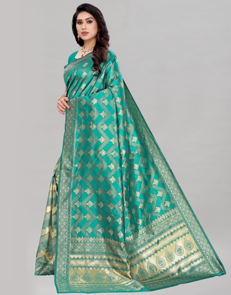 Gleaming Rama Banarasi Saree | Sudathi