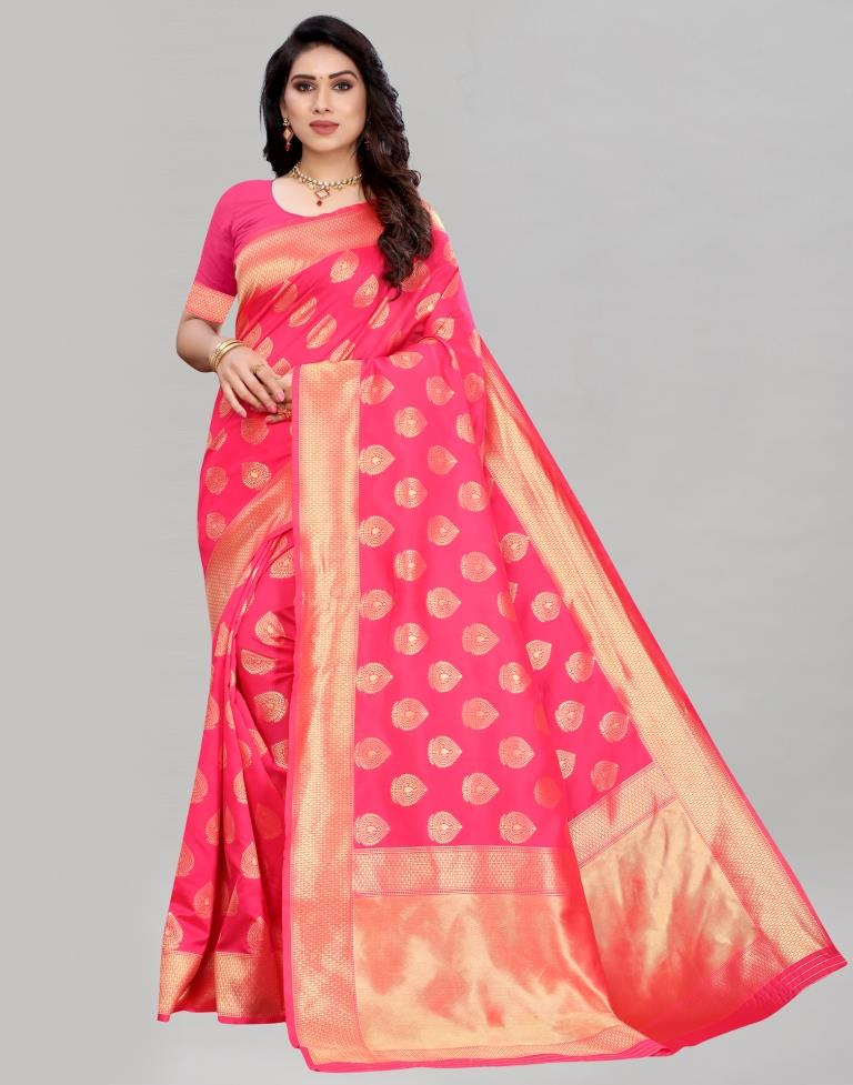 Idyiic Neon Pink Banarasi Saree | Sudathi